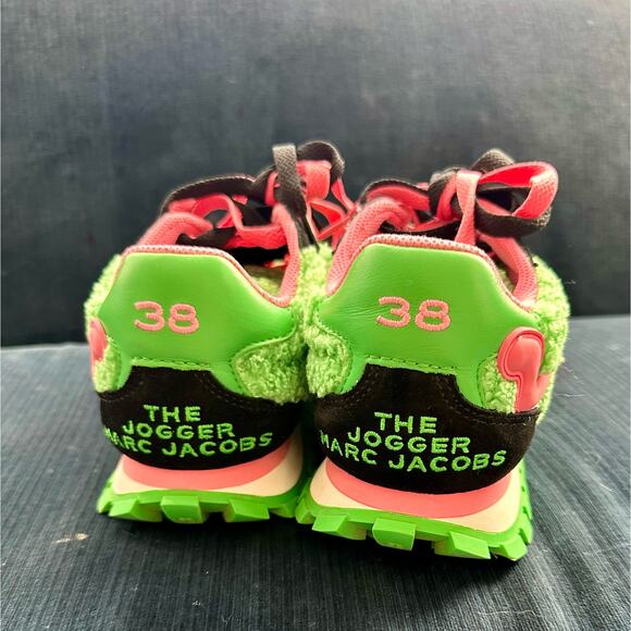 Marc Jacobs The Teddy Jogger Sneakers Green Pink Size 8 US 38 EU Excellent - Picture 8 of 9